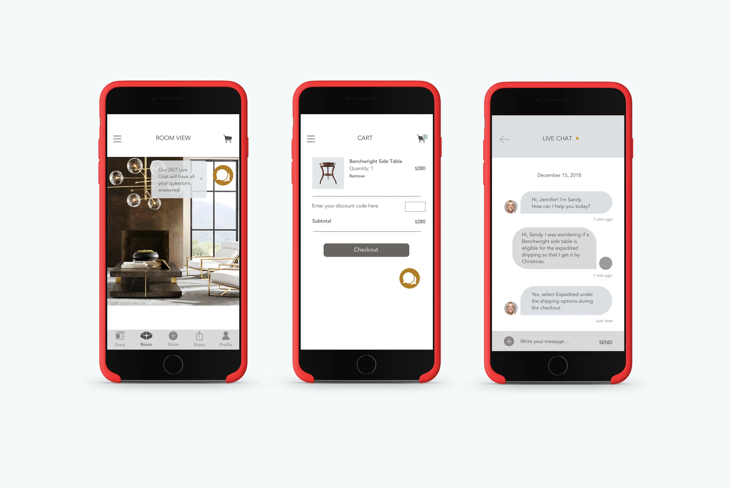 Live Chat feature, redesigned 3D Room View App