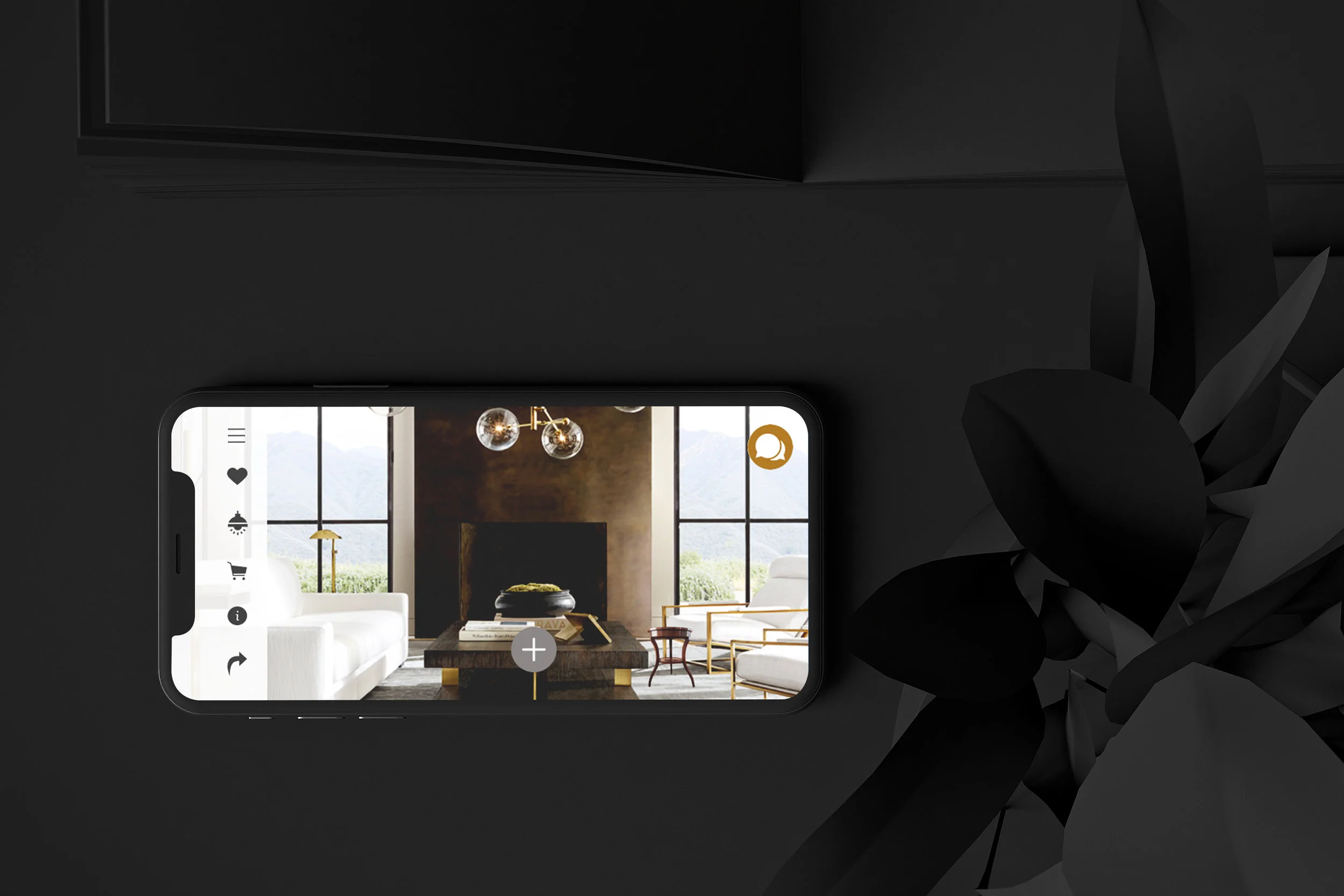 iPhone X explorations in landscape mode, 3D Room View App
