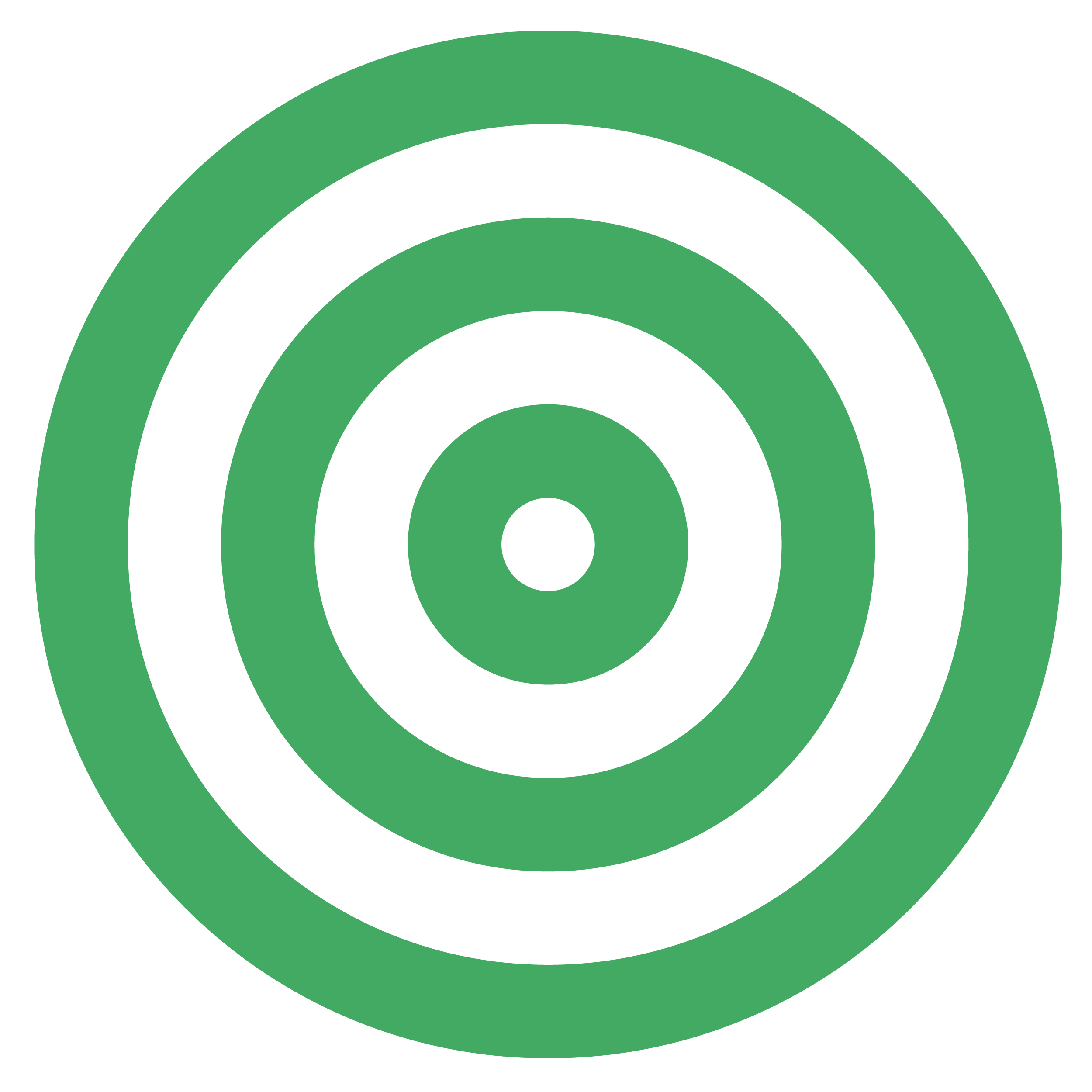 A close-up of a target with concentric green and black circles.