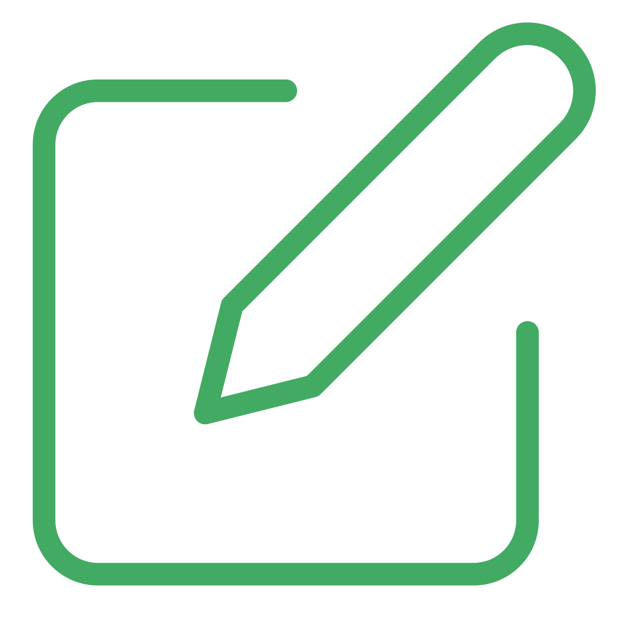 Icon of a pencil drawing on a square notepad.