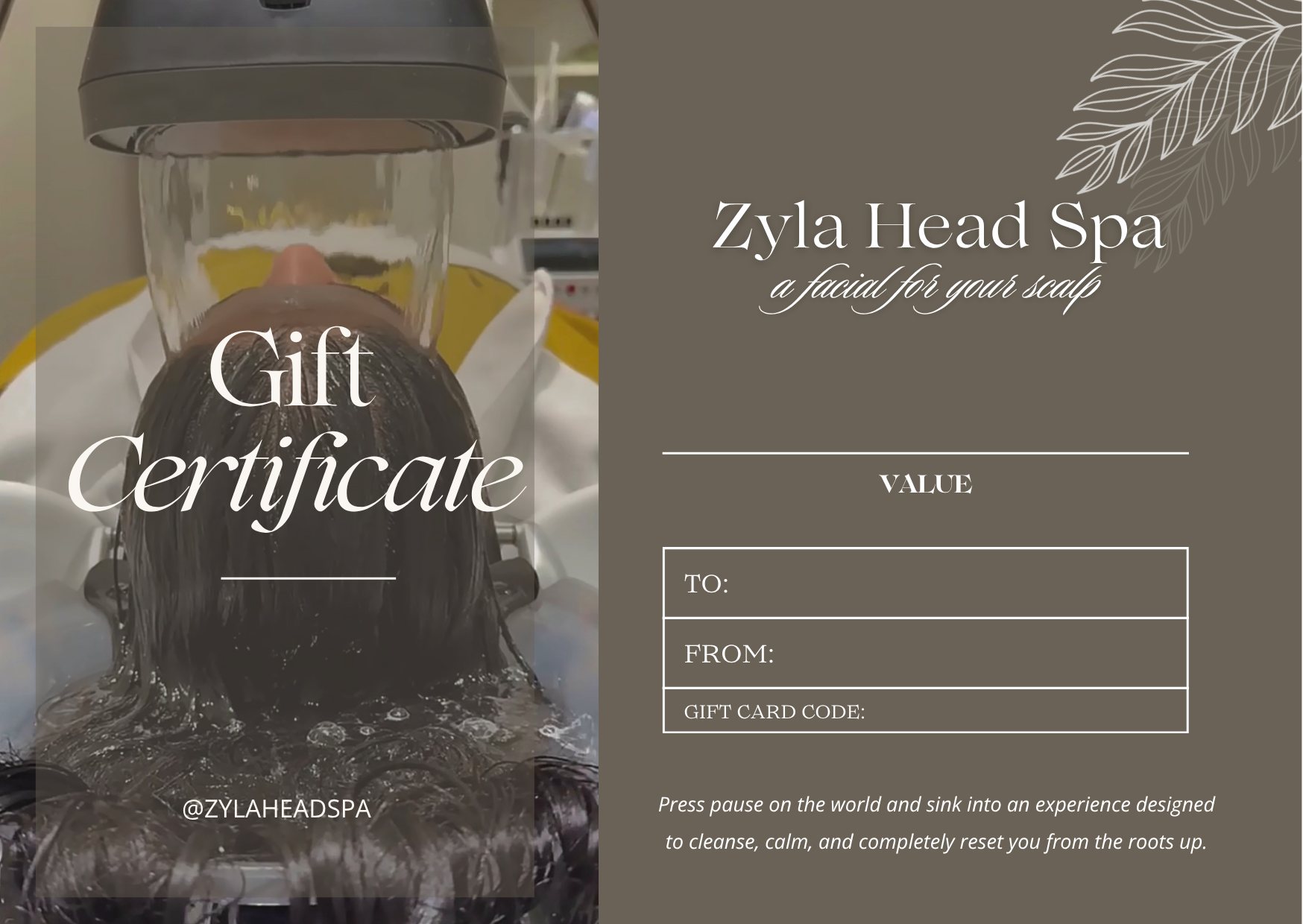 Zyla Head Spa gift card for a Japanese Head Spa experience in Leesburg, Virginia