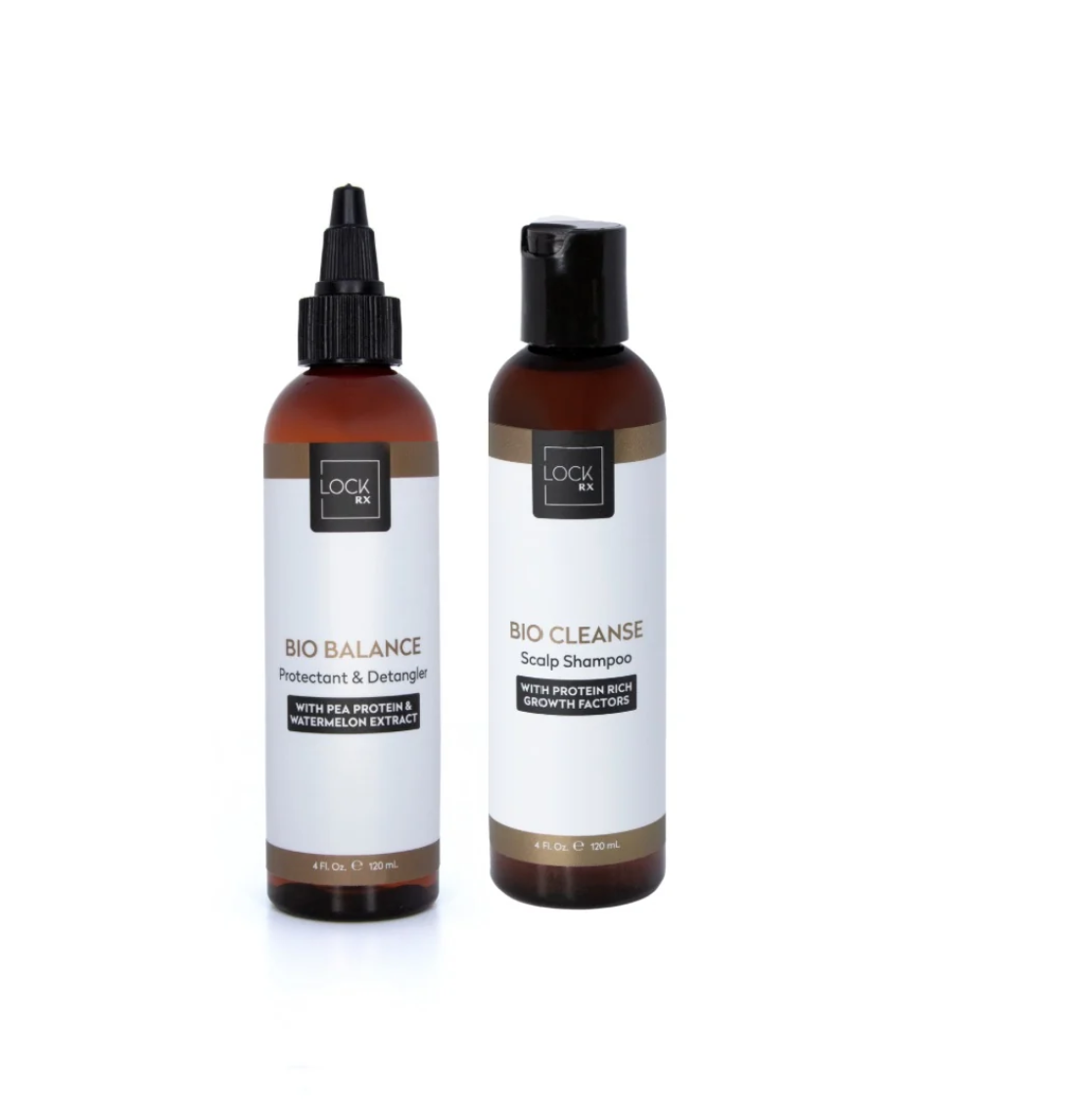LOCKrx Red Light Hair Growth Cap with BIO CLEANSE and BIO BALANCE scalp care products for at-home hair and scalp wellness.