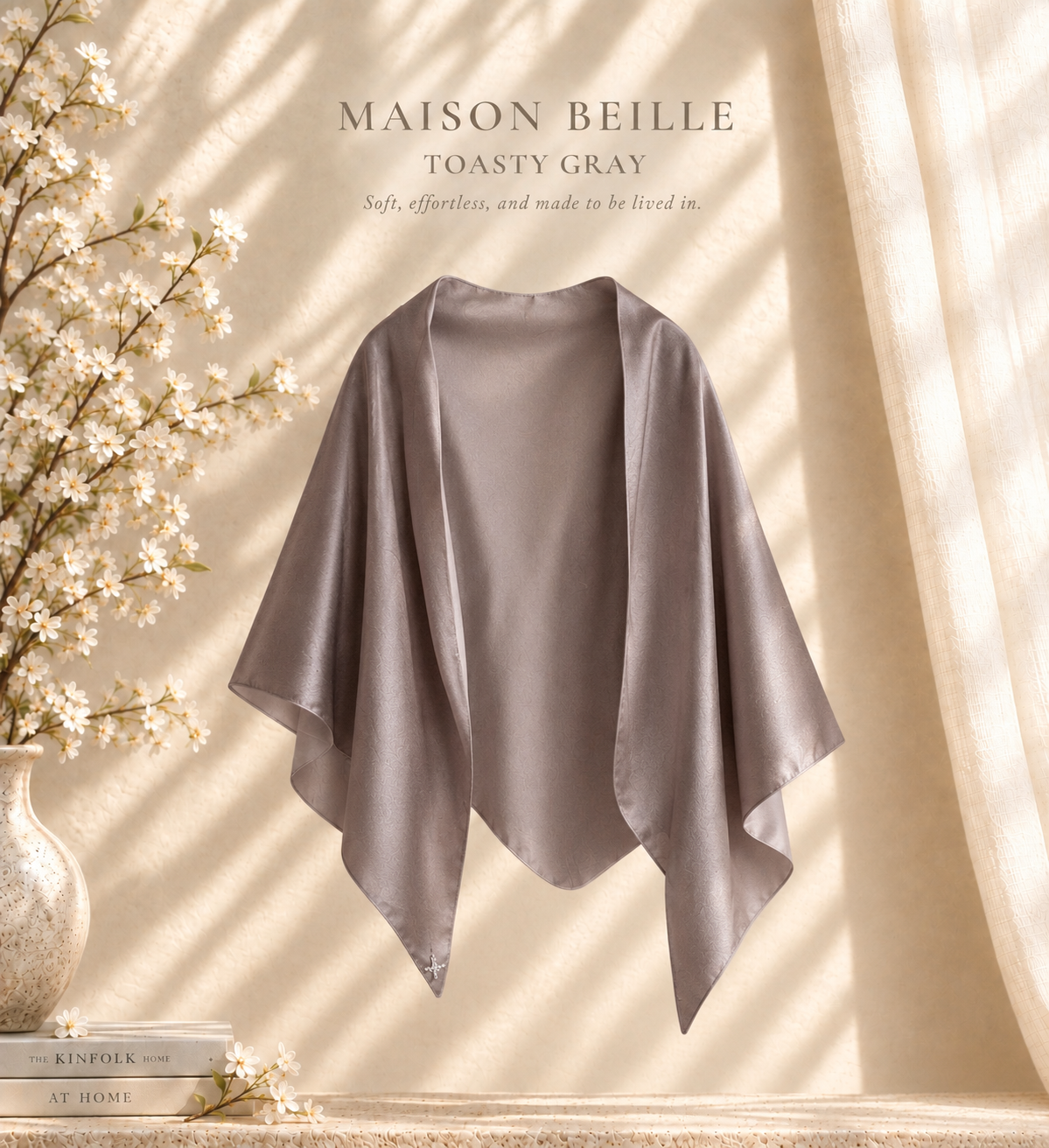Double Layer Silk/Cotton with Rhinestone in Toasty Gray