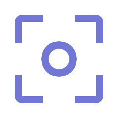 Icon of a frame with a circle in the center, indicating a focal point