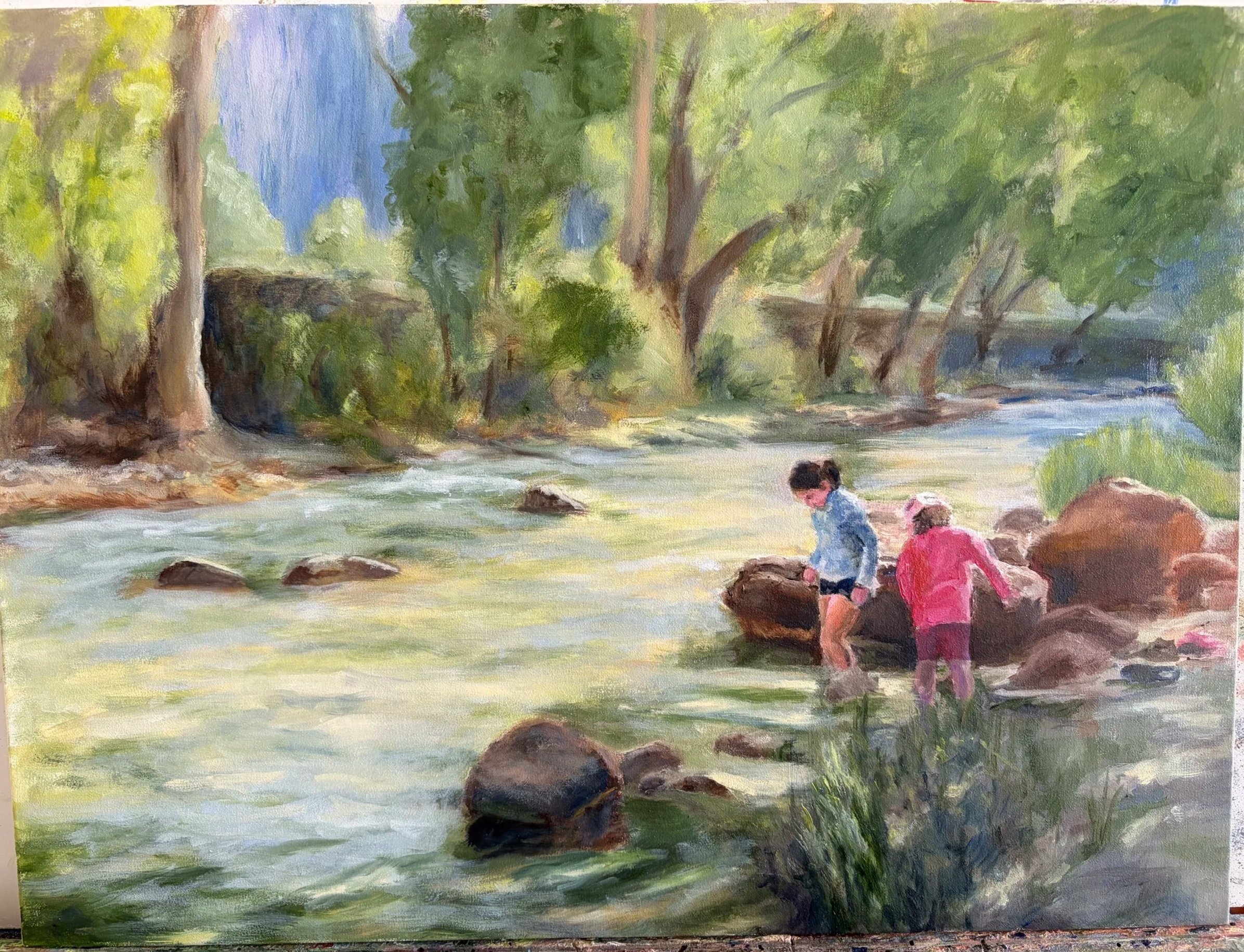 Wading in the river at Zion