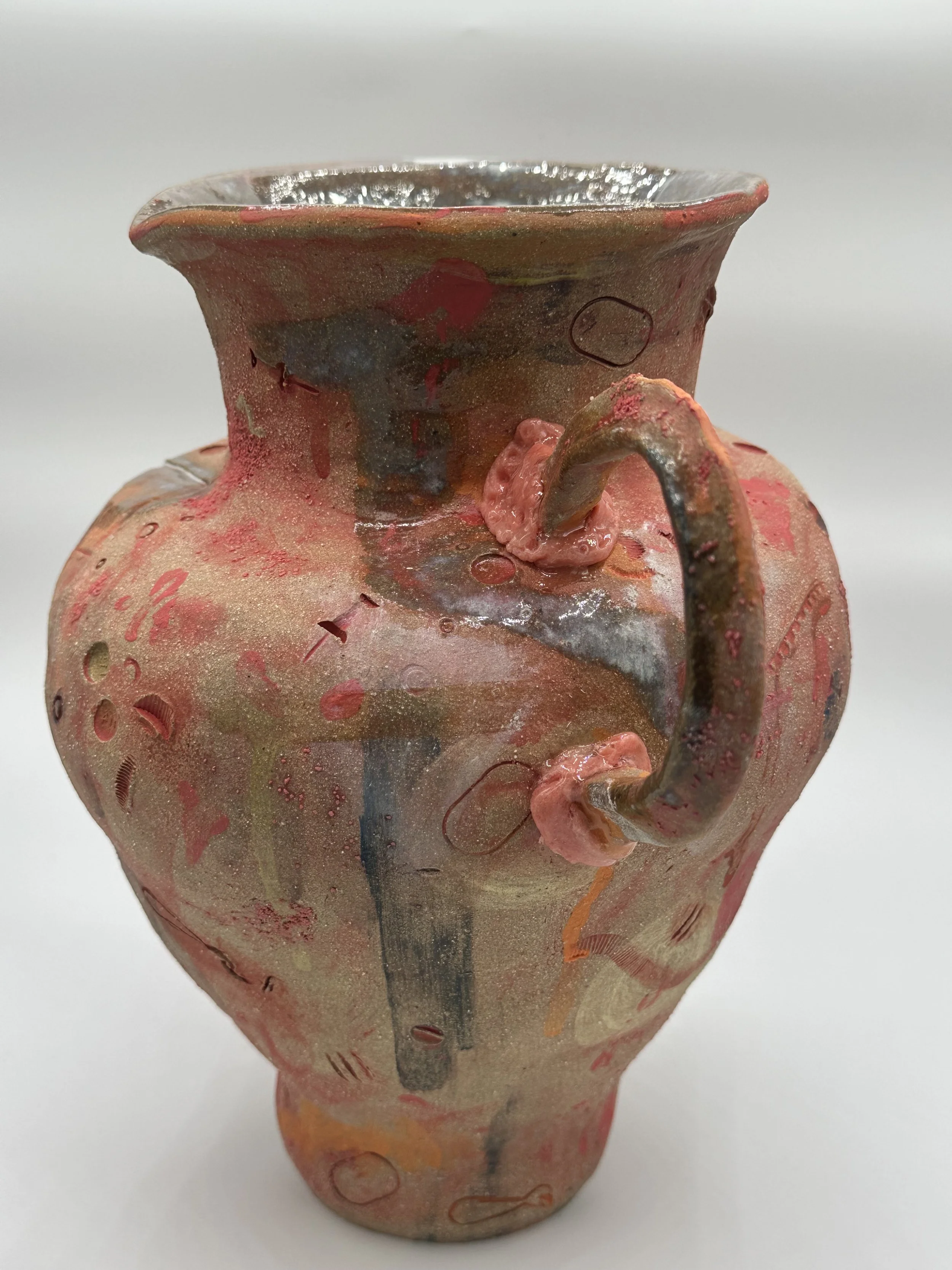 "x,y,z," 2025, Stoneware, Glaze, Underglaze, Found Objects, Bubblegum, Epoxy