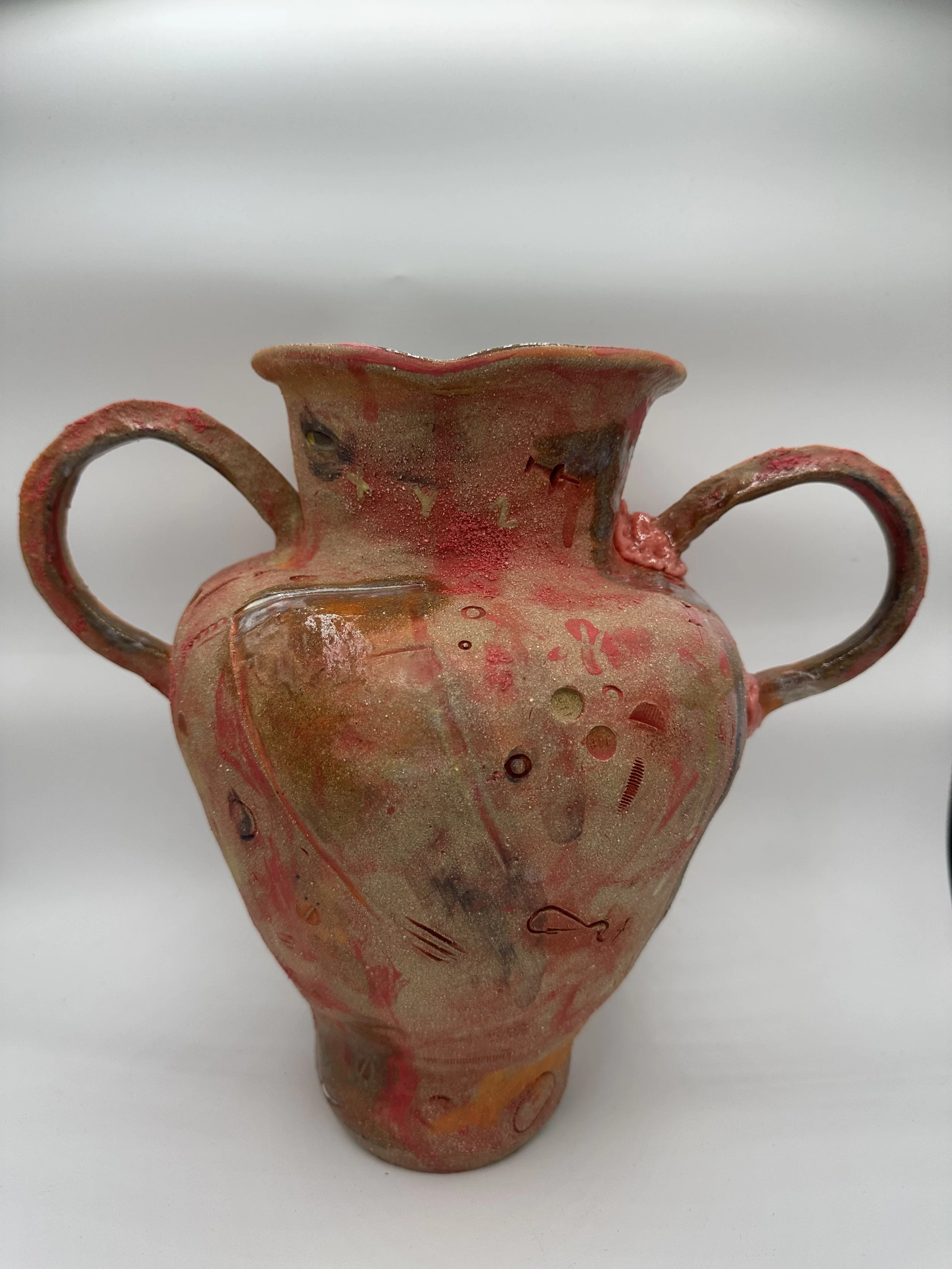 "x,y,z," 2025, Stoneware, Glaze, Underglaze, Found Objects, Bubblegum, Epoxy
