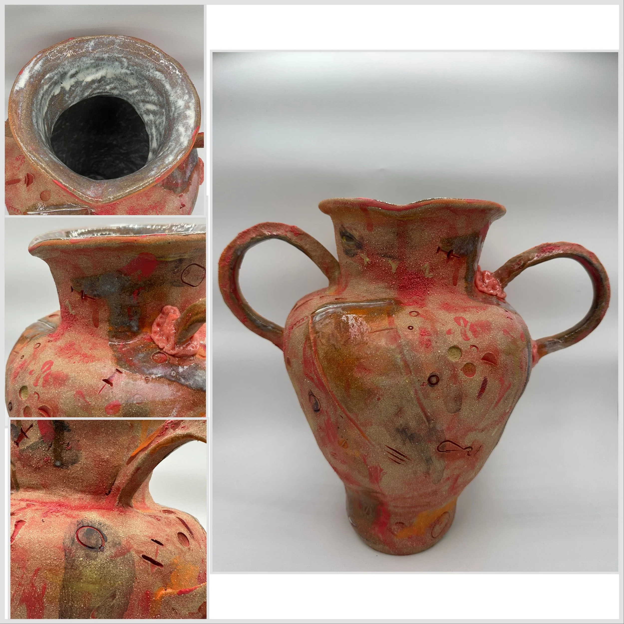 "x,y,z," 2025, Stoneware, Glaze, Underglaze, Found Objects, Bubblegum, Epoxy