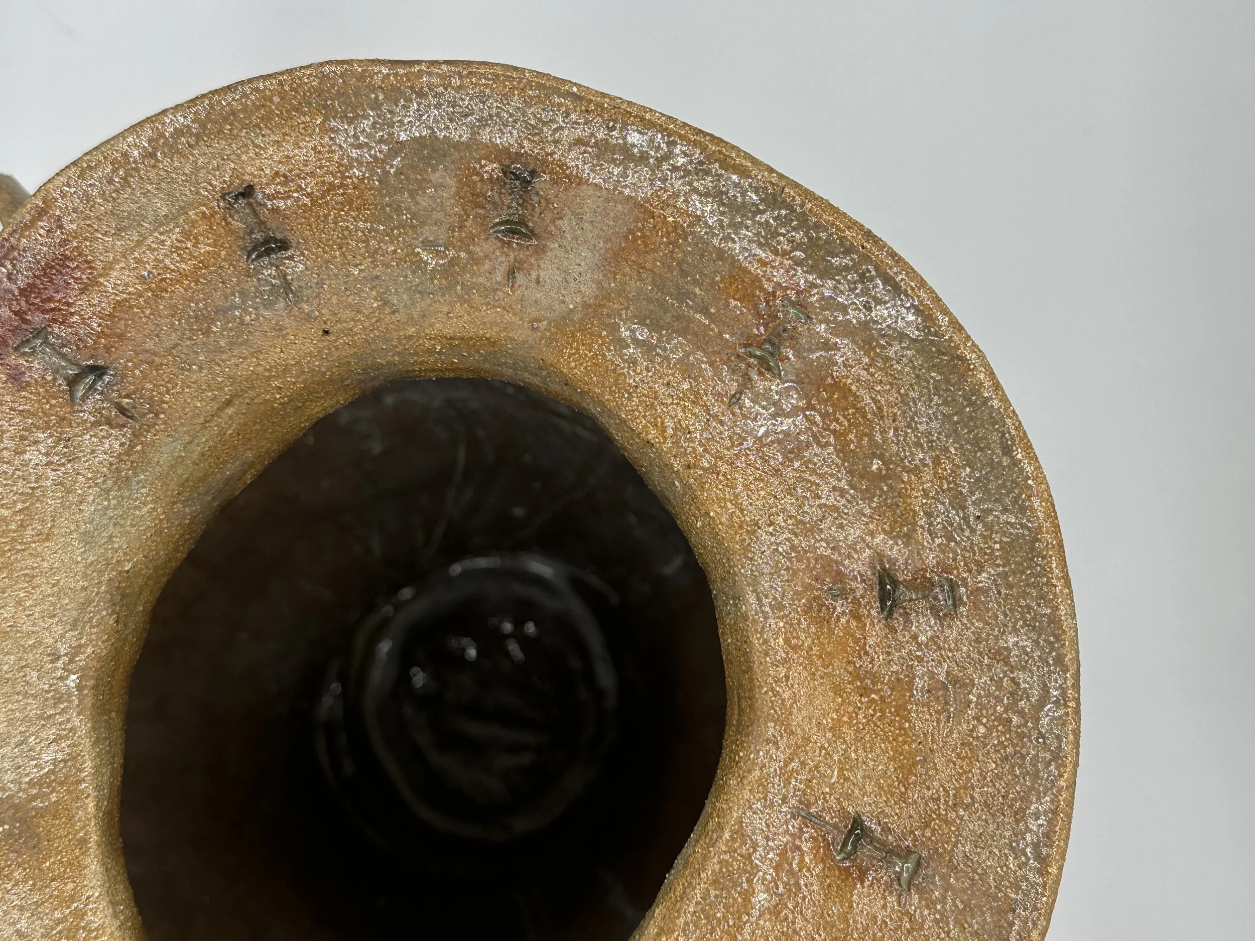 "Bus Stop," 2025, Stoneware, Glaze, Underglaze, Found objects, Copper Wash 