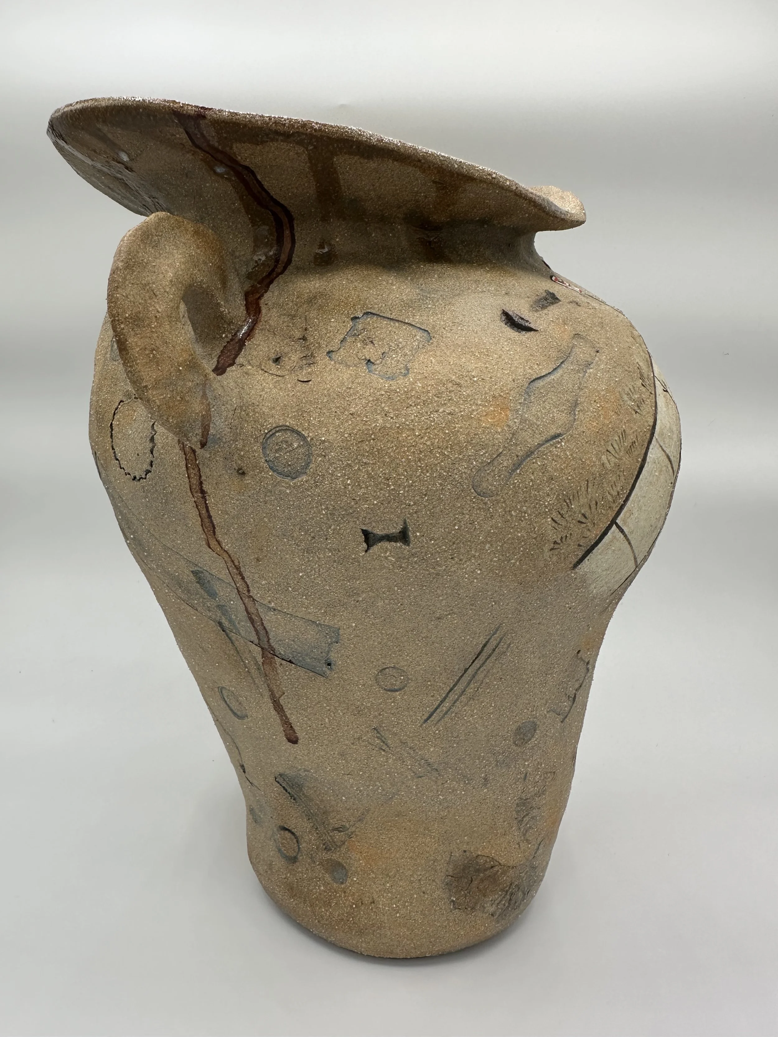 "Bus Stop," 2025, Stoneware, Glaze, Underglaze, Found objects, Copper Wash 