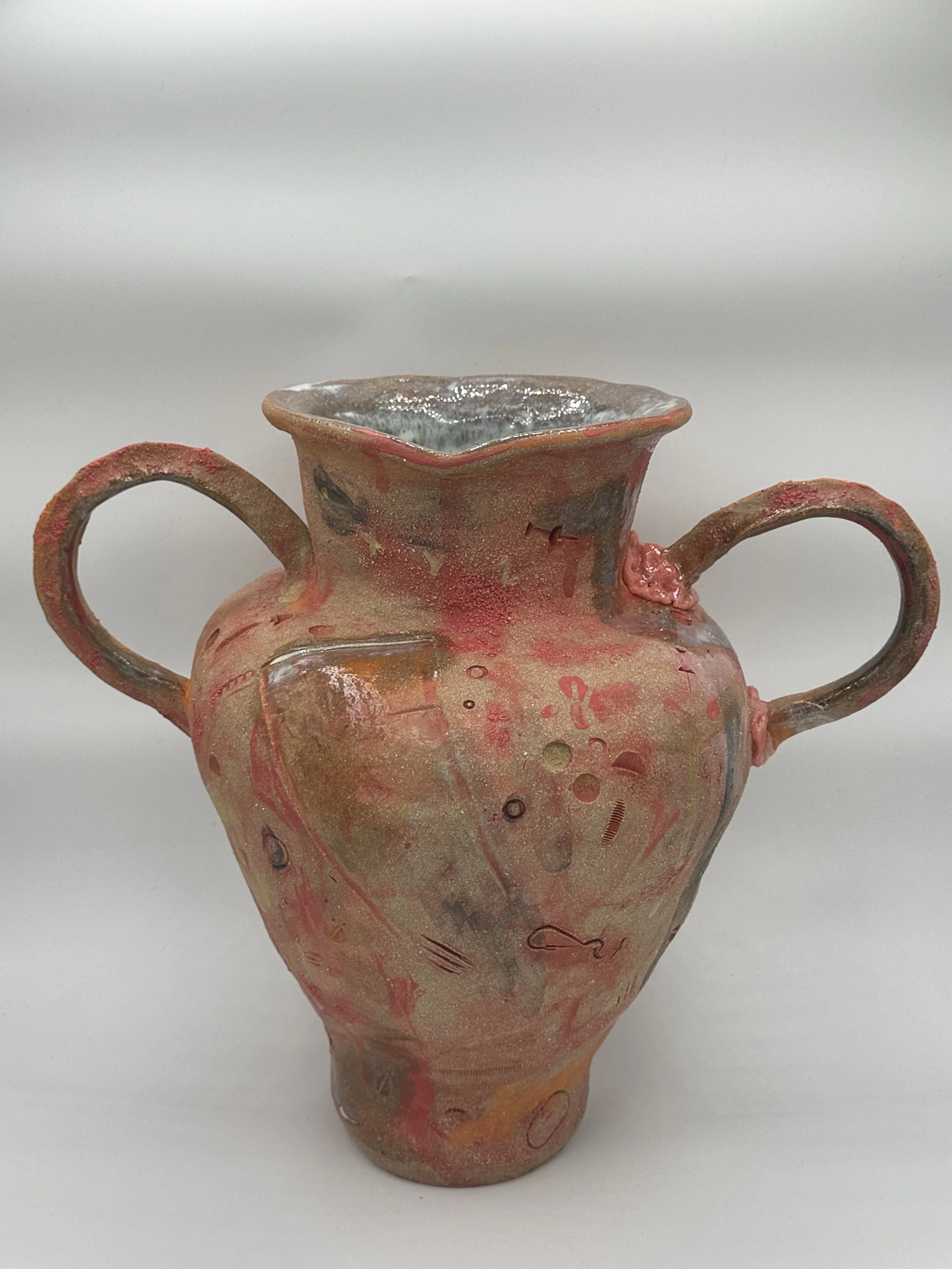 "x,y,z," 2025, Stoneware, Glaze, Underglaze, Found Objects, Bubblegum, Epoxy