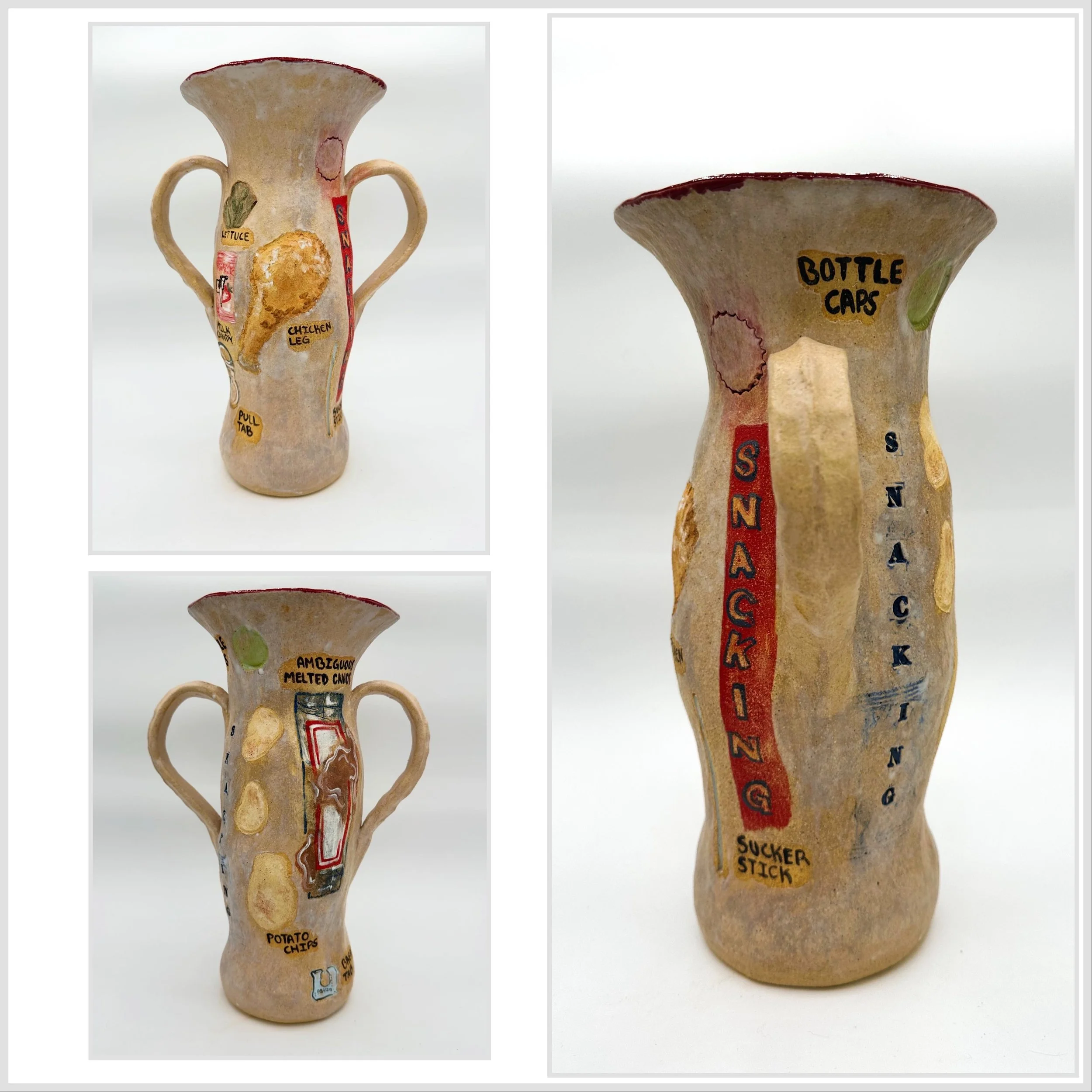 "Snackpot Jackpot," 2026, Stoneware, Glaze, Underglaze, Found Objects