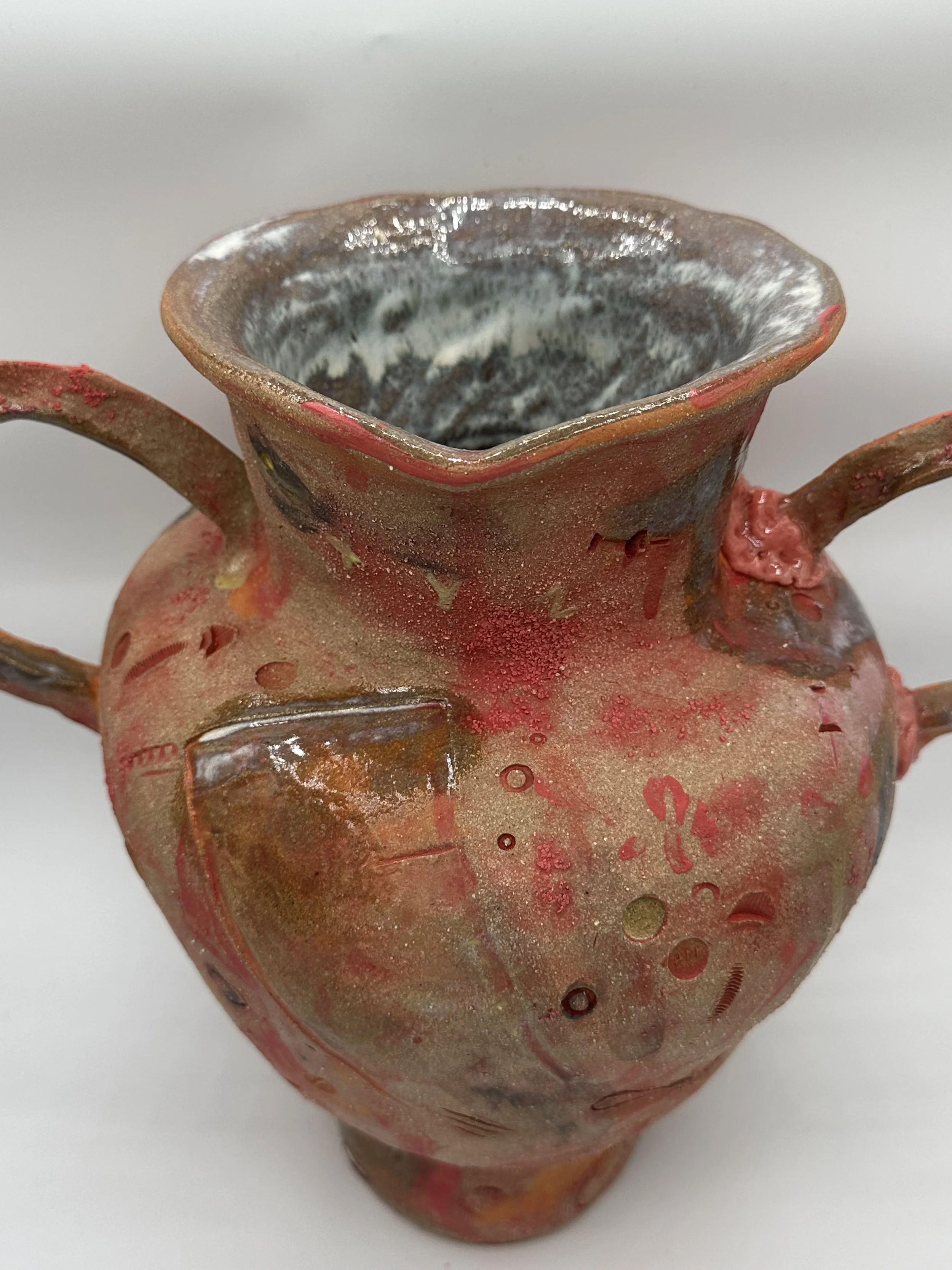 "x,y,z," 2025, Stoneware, Glaze, Underglaze, Found Objects, Bubblegum, Epoxy