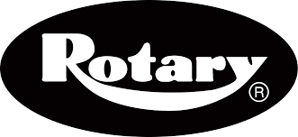 Rotary logo with black oval background and white text