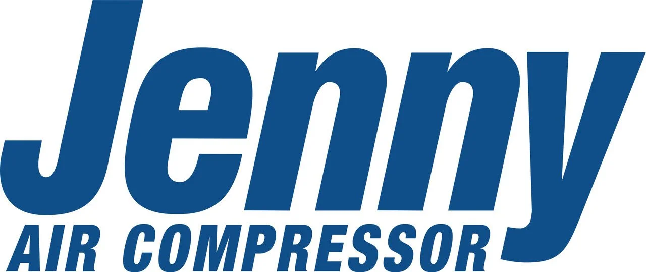 Logo of Jenny Air Compressor with stylized blue text on white background.