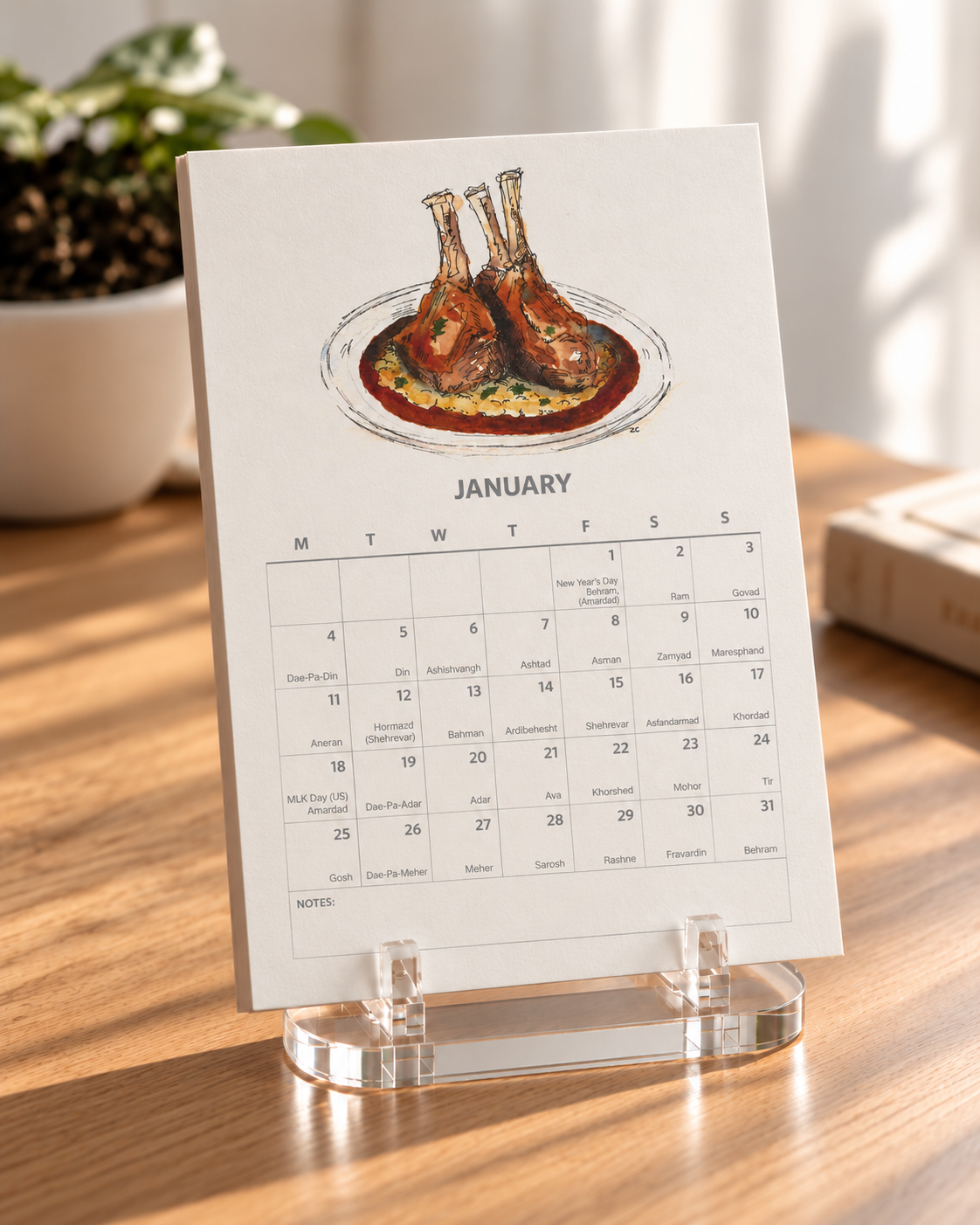 A Year of Parsi Flavours | 2027 illustrated calendar (Desktop version)