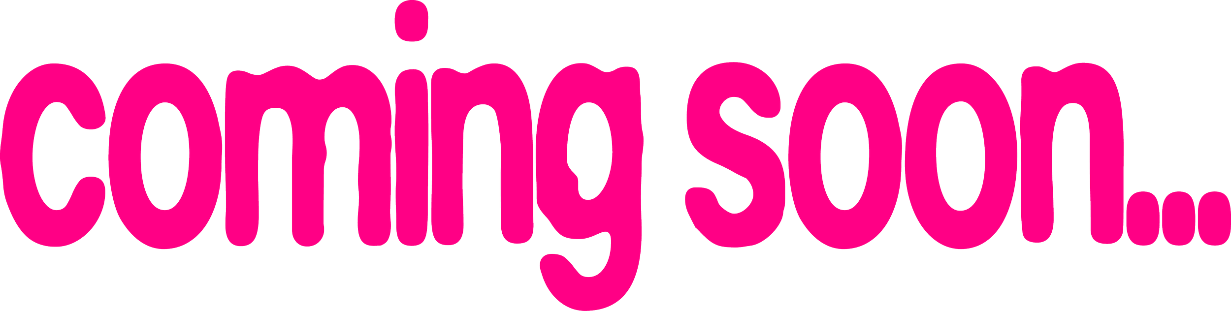 Pink text that says 'coming soon...' on a black background.