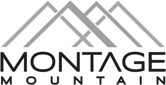 Logo with stylized mountain peaks above the words 'MONTAGE MOUNTAIN' in black.