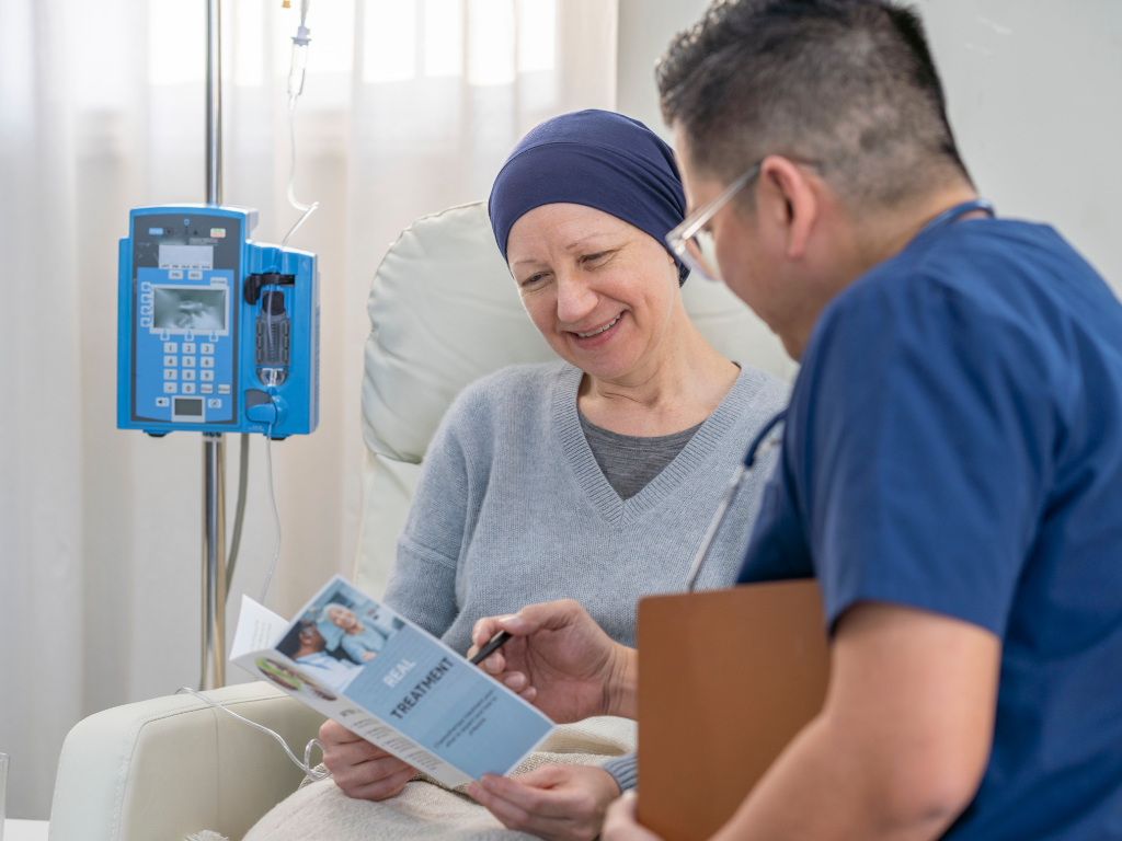 Blood cancer patient receiving support during treatment in the Hunter region.