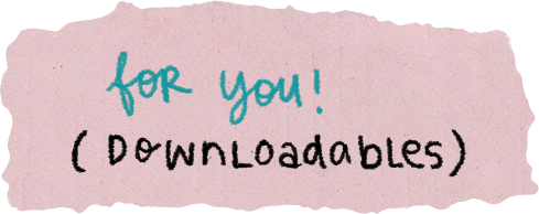 Handwritten note on torn pink paper stating 'for you! (downloadables)'