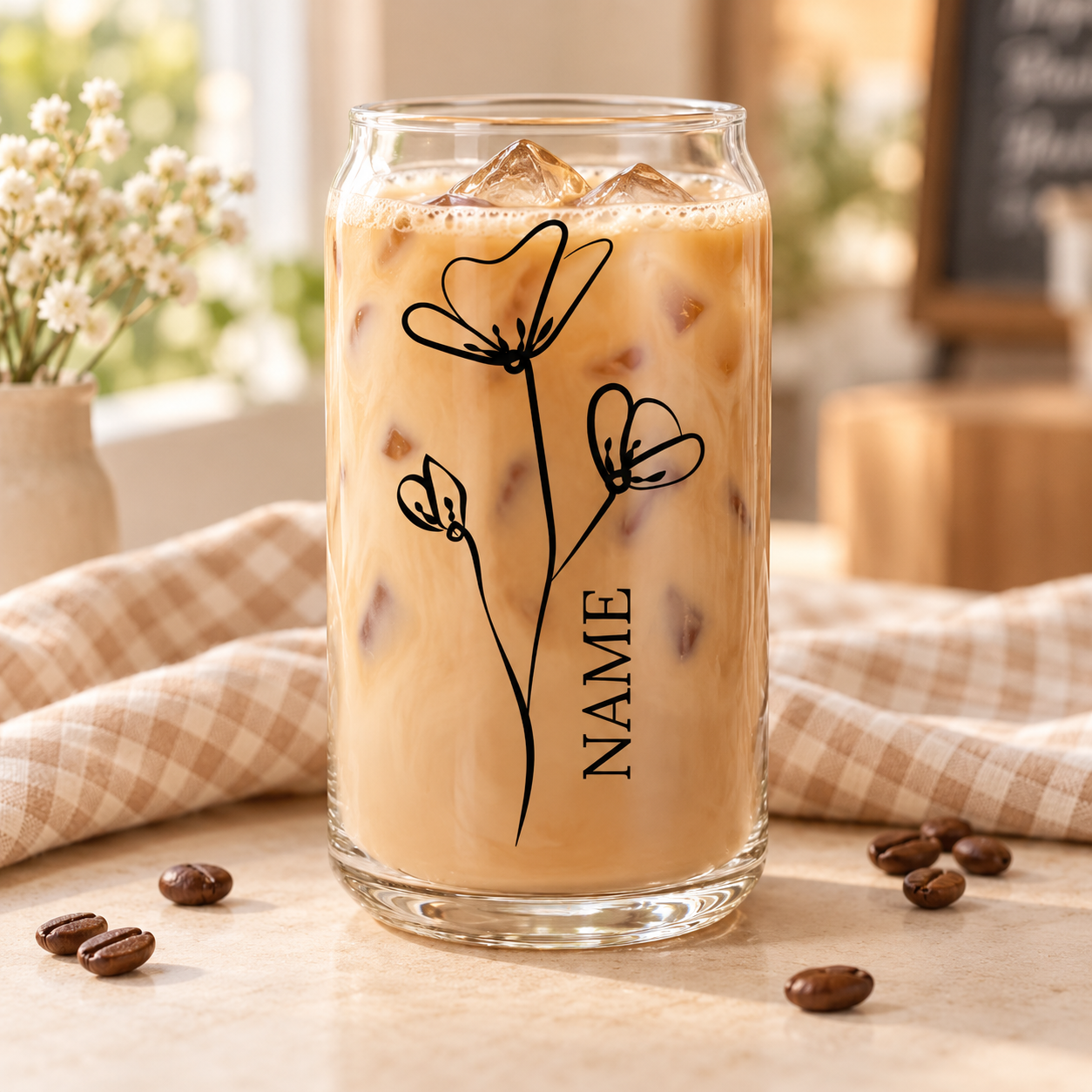 Wildflower Personalized Glass Tumbler