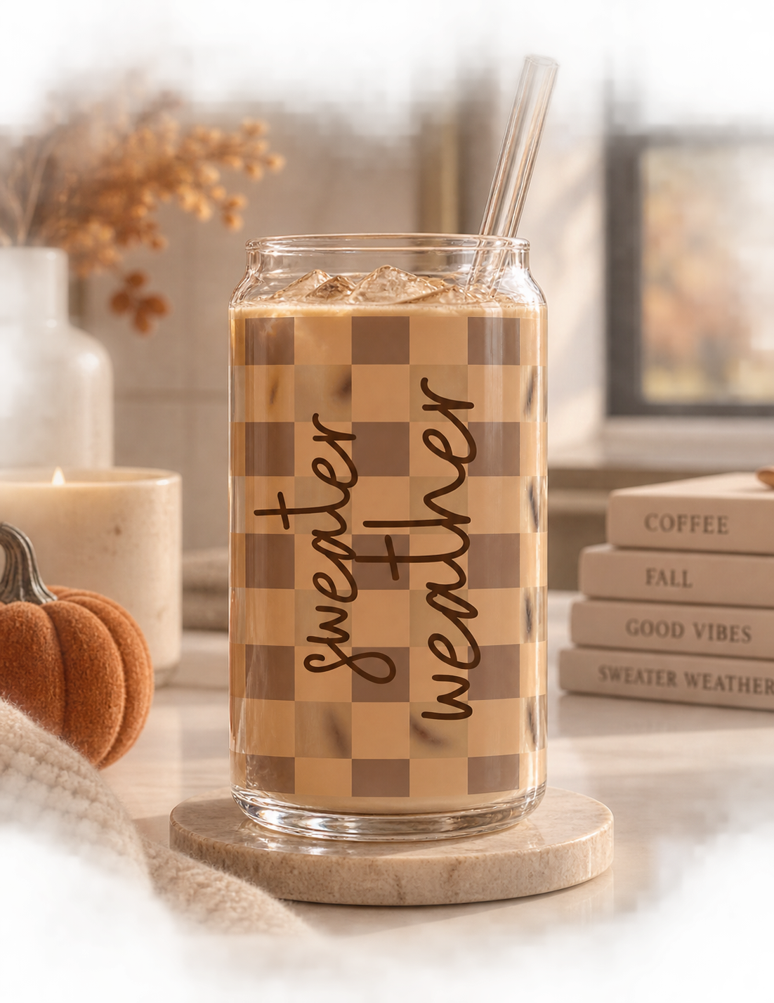 Sweater Weather Checkered Tumbler