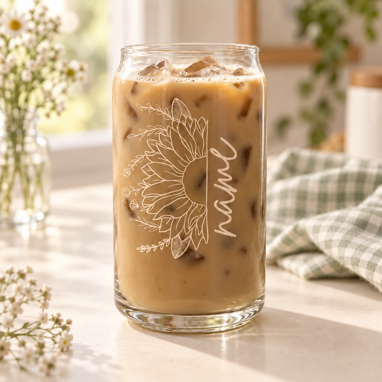 Sunflower Sips Personalized Glass