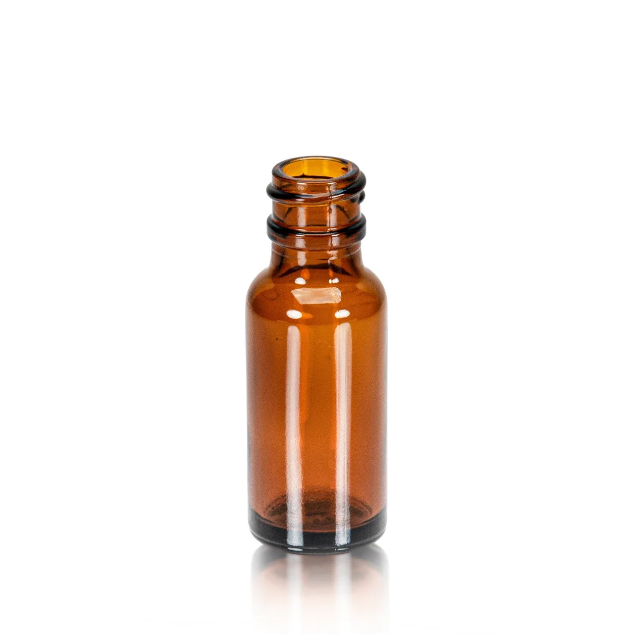 1/2 oz (15ml) AMBER Glass Boston Round Bottle with 18-400 neck finish- Pack of 180