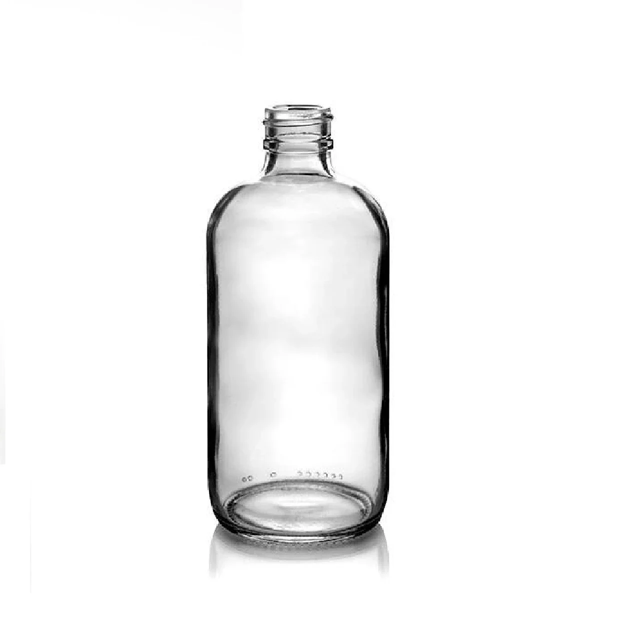 8 oz Clear Boston Round Glass Bottle 28-400 neck finish- Pack of 48