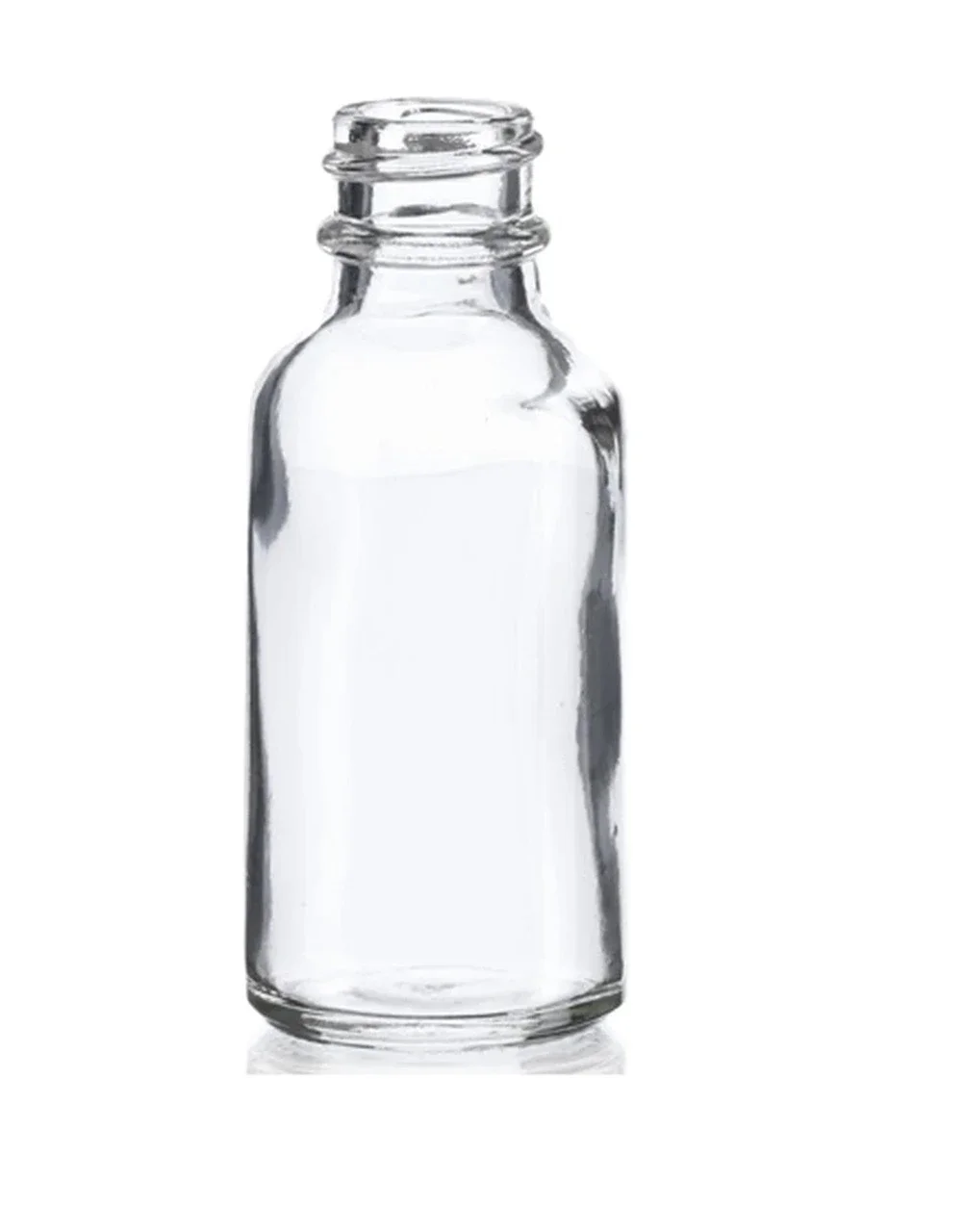 1 oz (30ml) Clear Boston Round Glass Bottle 20-400 neck finish- Pack of 120