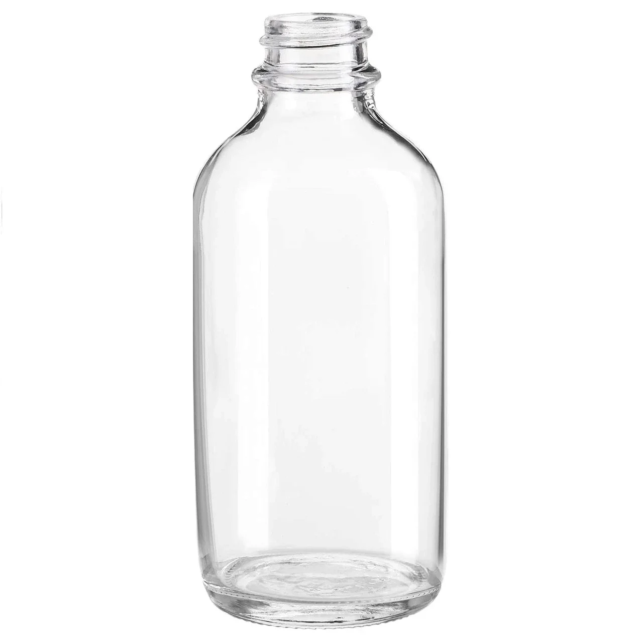 4 oz Clear Boston Round Glass Bottle 22-400 neck finish- Pack of 64