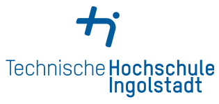 Logo of Technische Hochschule Ingolstadt, featuring a blue symbol and text.