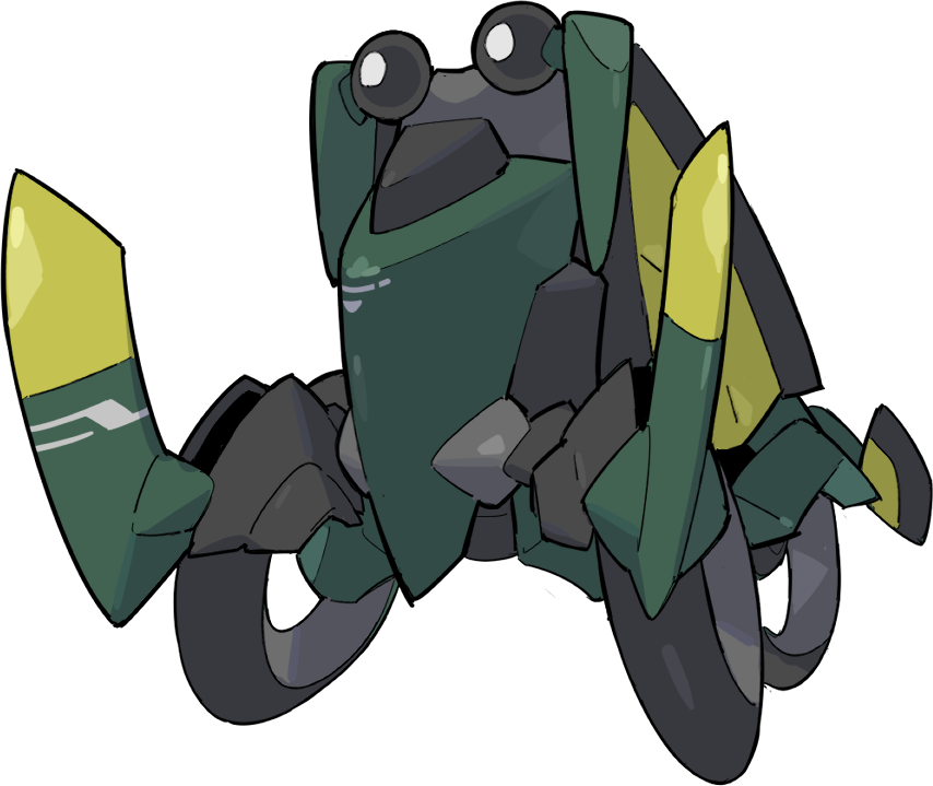 A cartoon depiction of a robot with a frog-like appearance, featuring large round eyes on stalks, a green and black body, and mechanical limbs, resembling a stylized frog.