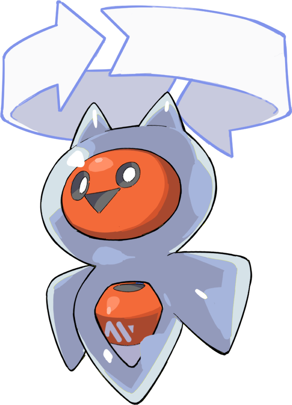 A cartoon character with a gray cloak and an orange face, resembling a robot or creature, with a speech bubble above it.