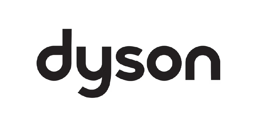Das Bild zeigt das gedruckte Dyson-Logo in schwarzer Schrift auf weißem Hintergrund.
