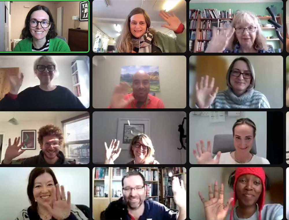 Grid of people in a video call