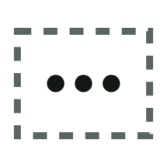 A dashed square outline with three dots inside.