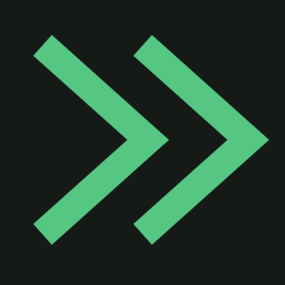 Two green arrows pointing to the right on a black background.