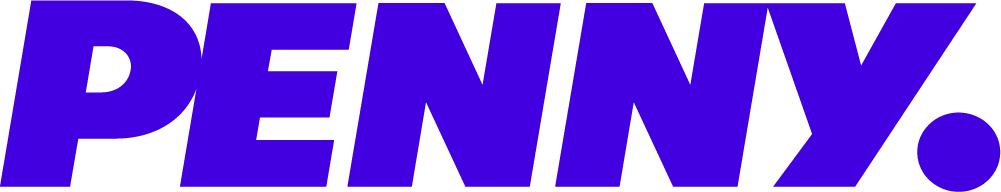 The word 'PENNY' in large, bold, purple letters.
