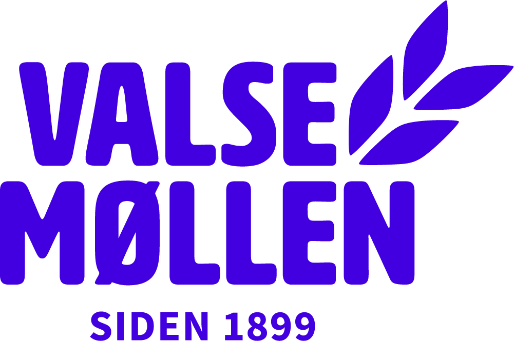 Purple logo with the text "Valse Mollen" and "Siden 1899", featuring a leafy branch design.