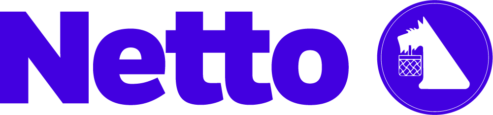The logo of Netto, featuring the company name in bold purple letters and a circular icon with a silhouette of a horse's head.