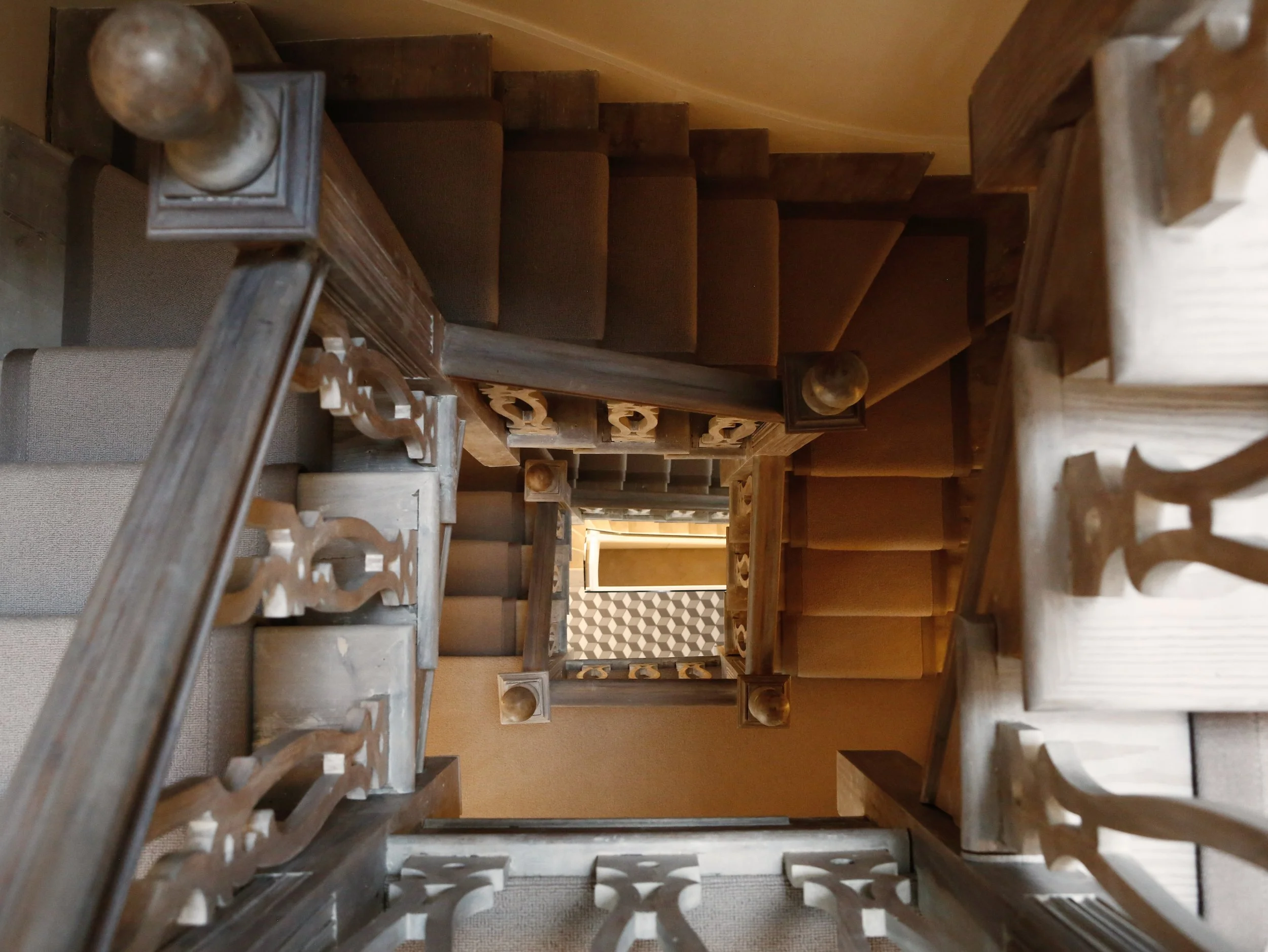 Detail of wooden staircase at Howitt Road