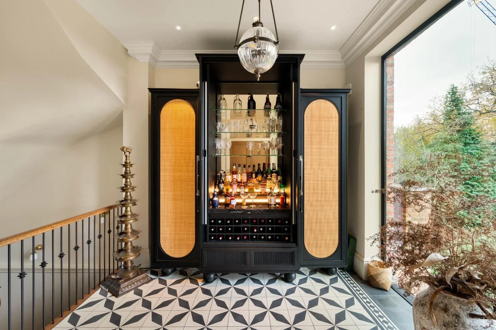 Interior view of landing with glazing and mini bar at Redington Road