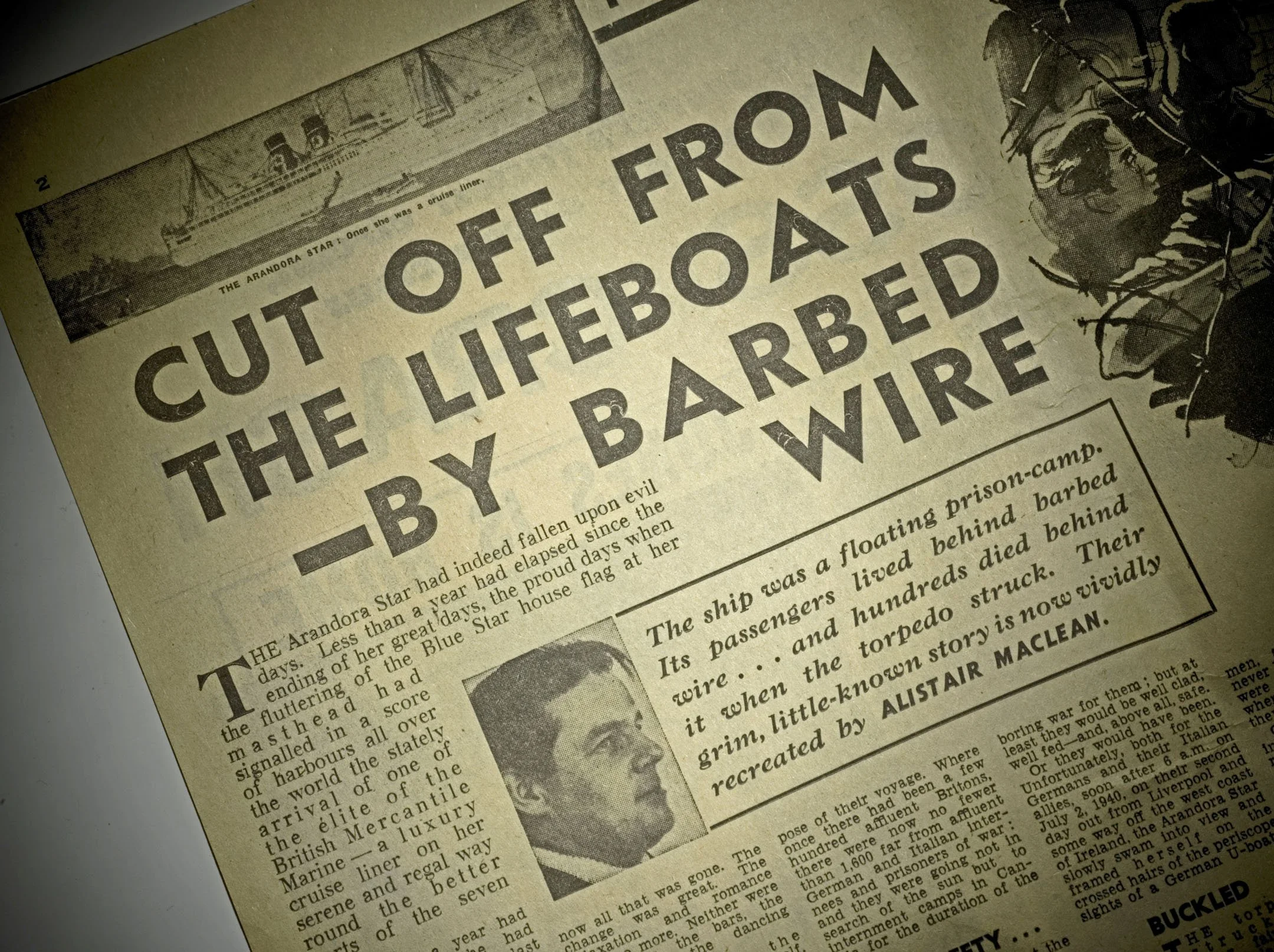 Sunday Express Newspaper Headline relating to The Arandora Star. 