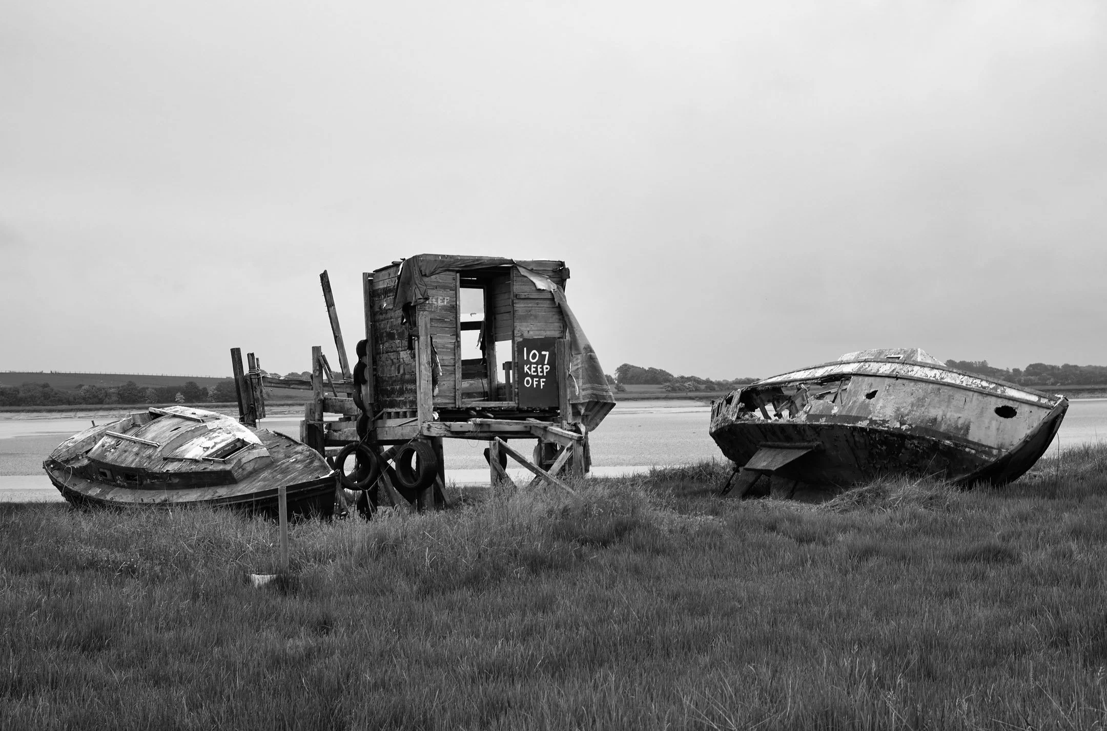 Two boats and a shed. Keep off!