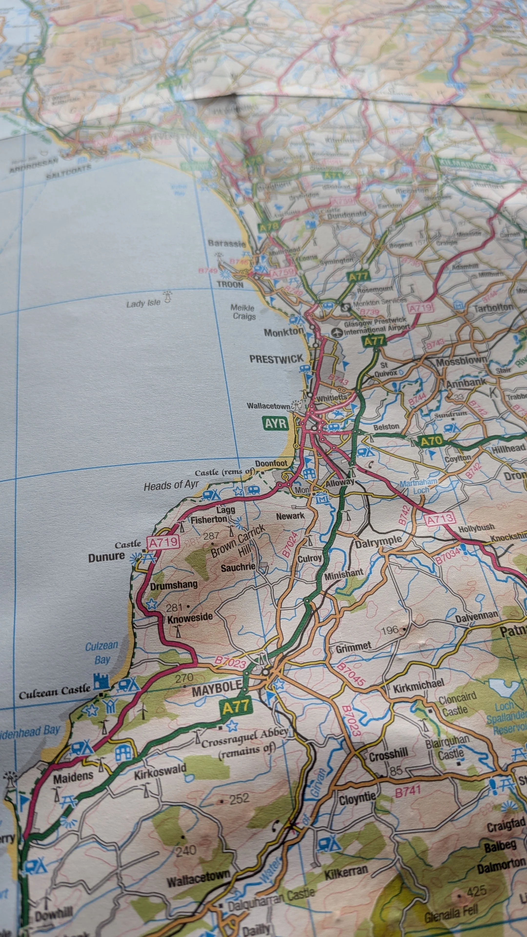 Map of the Scottish Highlands, showing towns, roads, castles, and geographic features along the coast and inland.