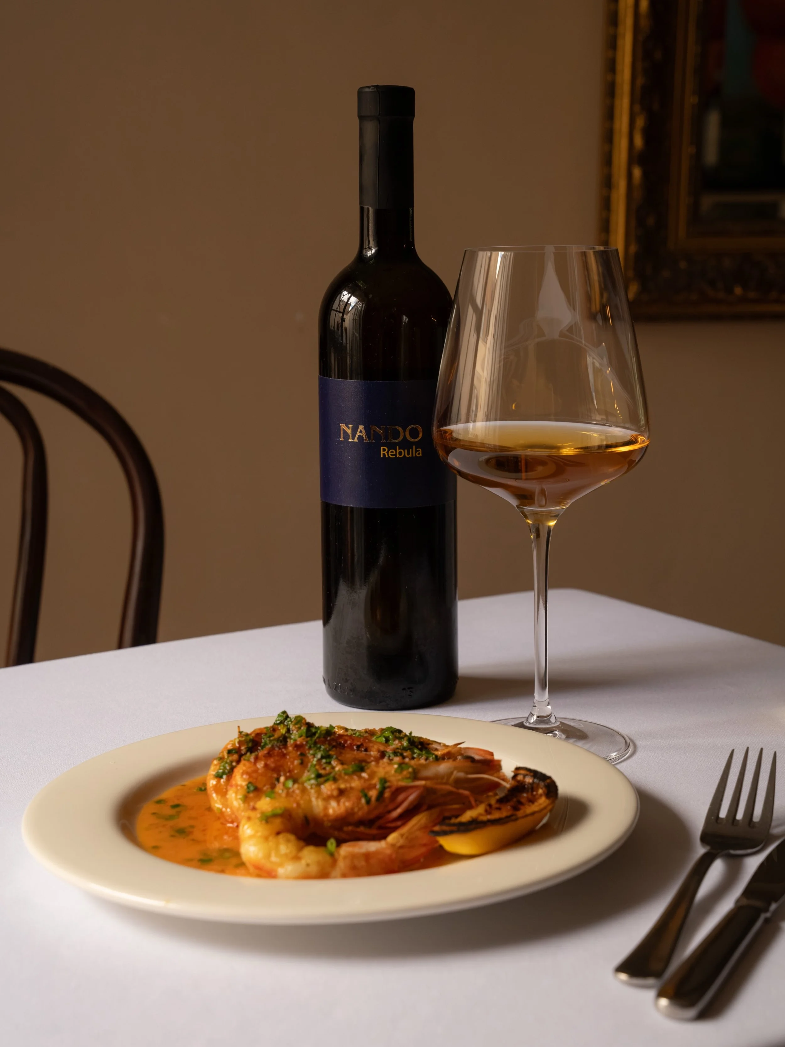 New on the bar menu - grilled prawns (shelled of course) doused in fino sherry and spiced butter. Very good with a glass of something golden and textured.