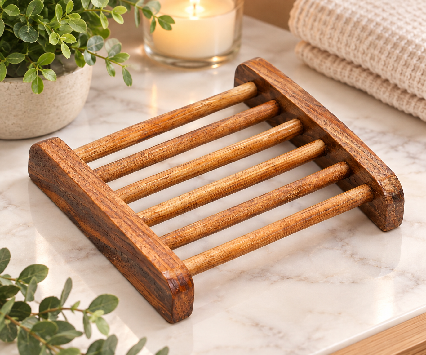 Wooden soap dish