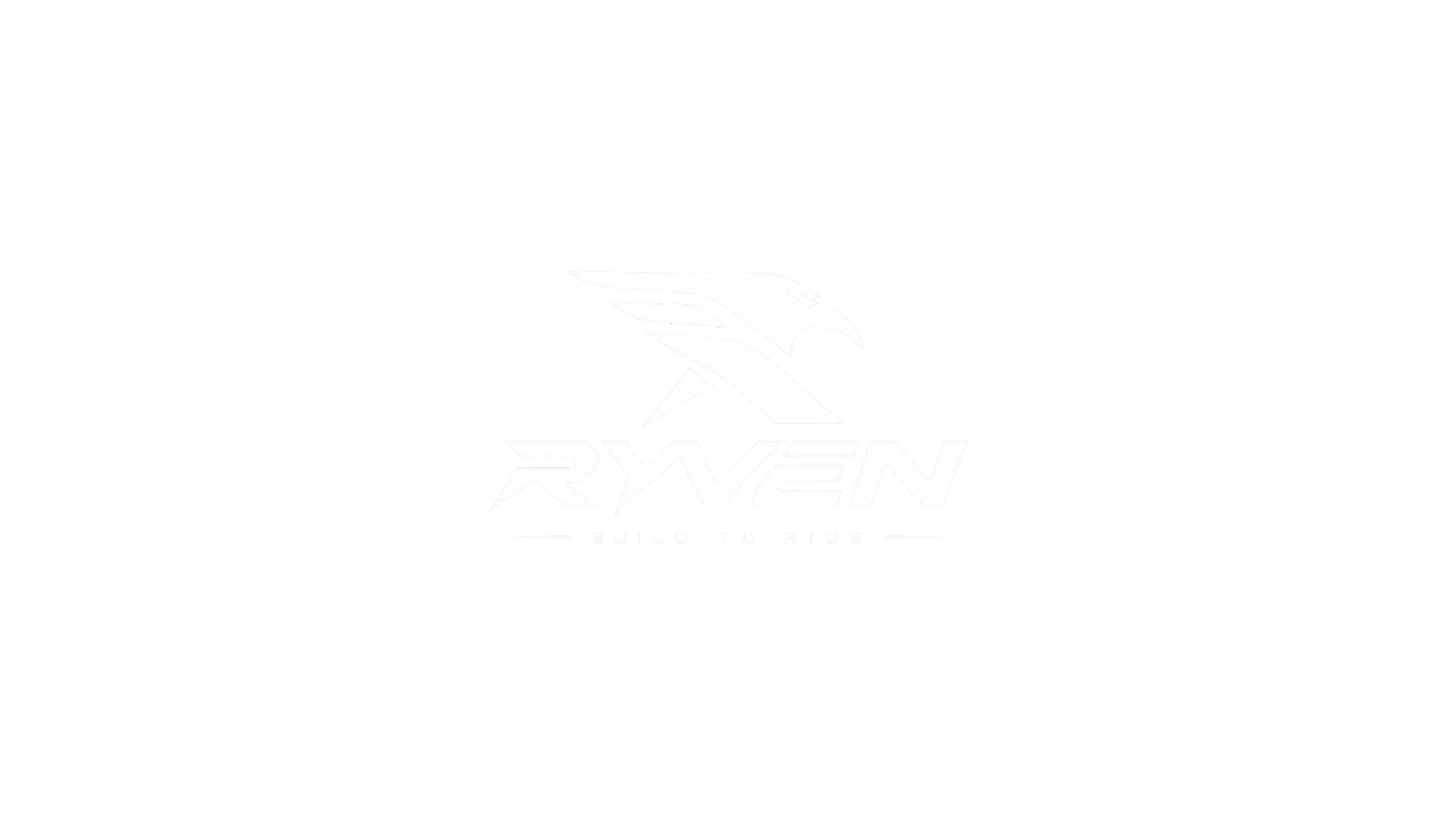 Schwarzer Hintergrund mit einem weißen stilisierten Rabenkopf und dem Text 'RYVEN' darunter, gefolgt von 'Build to Ride'
