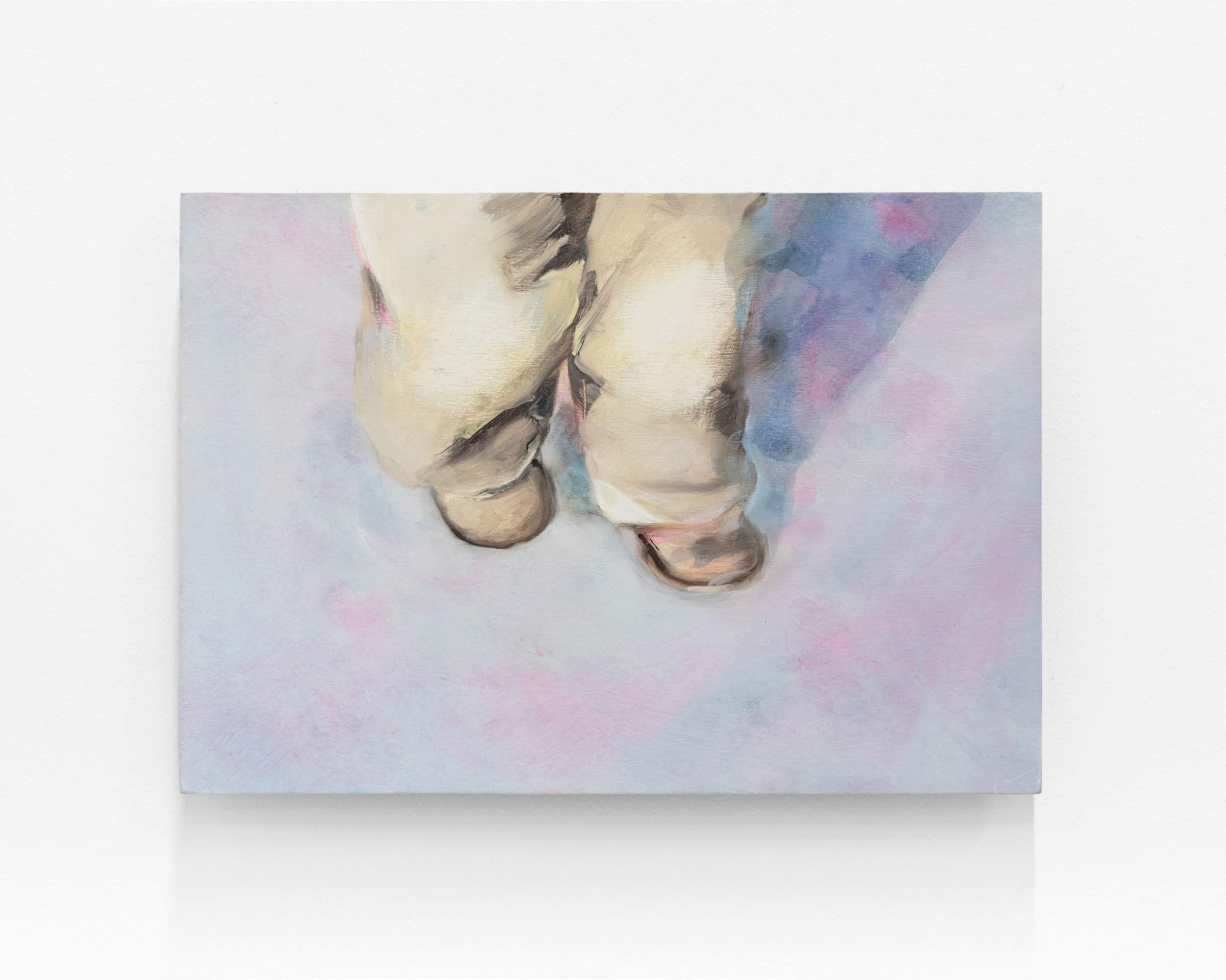 A watercolor painting of two people touching foreheads, with a pastel background.